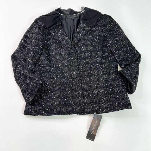 Anne Klein Blazer Womens 14 Black Long-Sleeve Notch Lapel Modern Fit Suit nwt - Picture 1 of 10